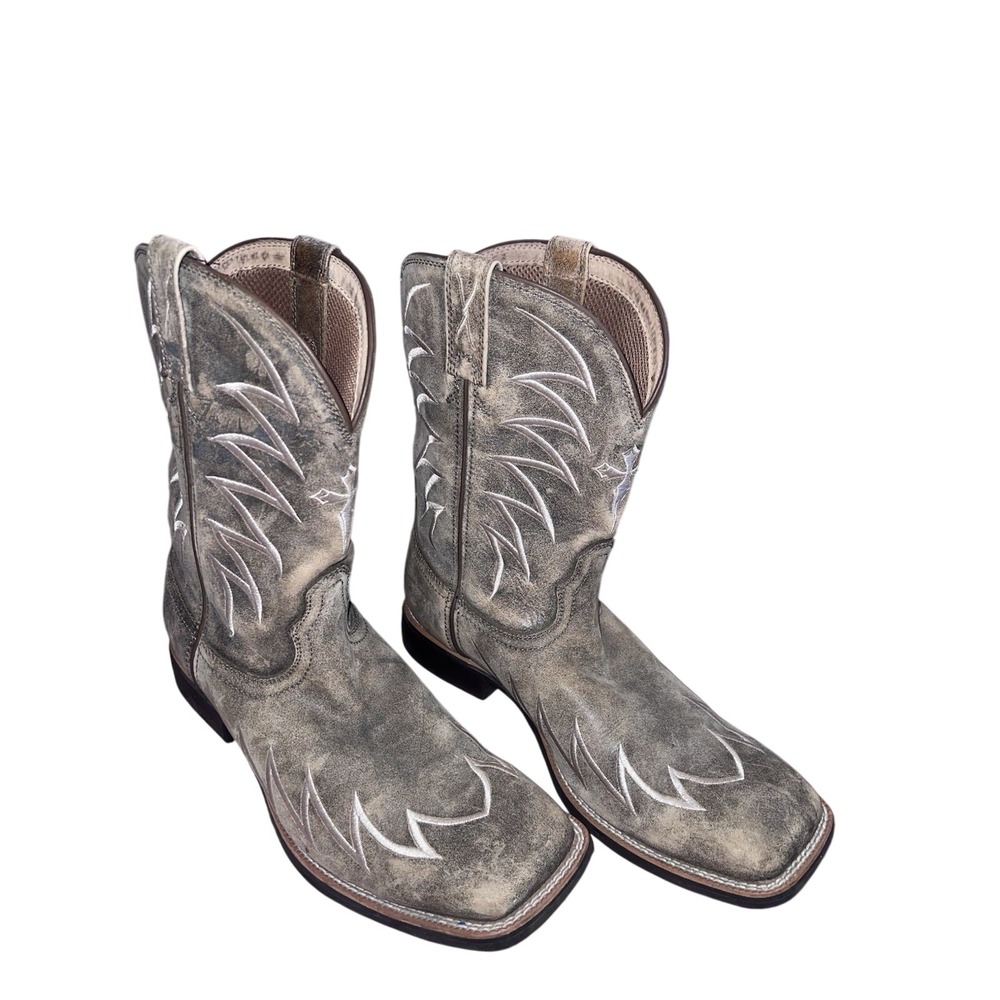 Twisted X Distressed Cowboy Boots Taupe With White Stitching MTH0001 Size 10D